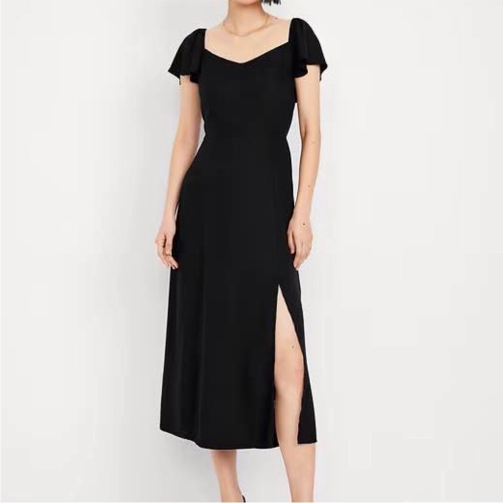 Black Midi Dress with Side Slit